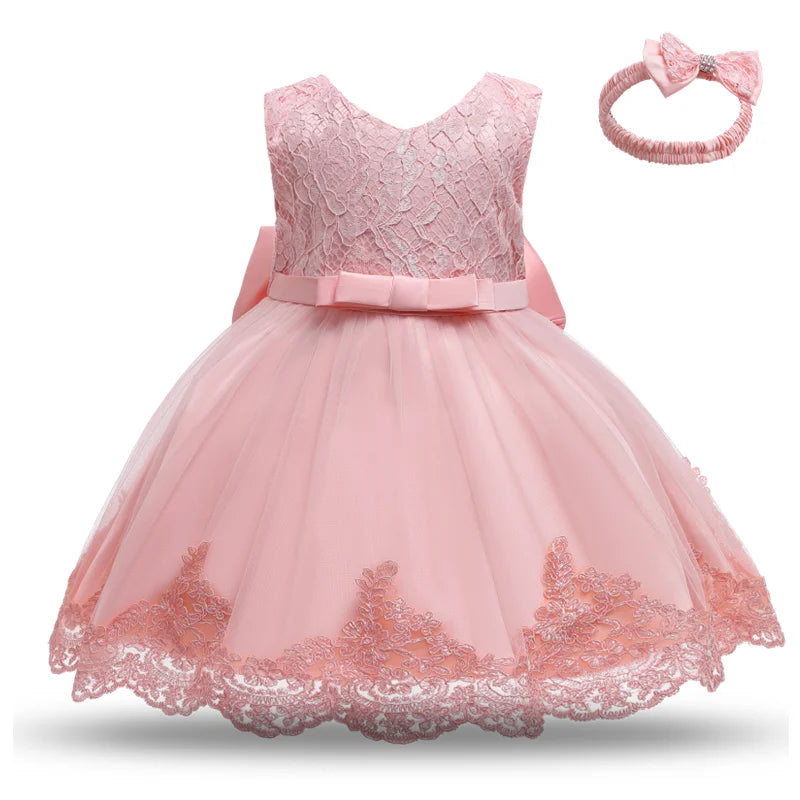 Rosy Bow Pink Baby Dress