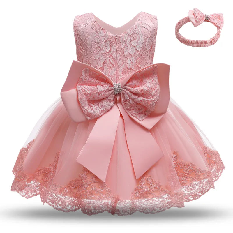 Rosy Bow Pink Baby Dress