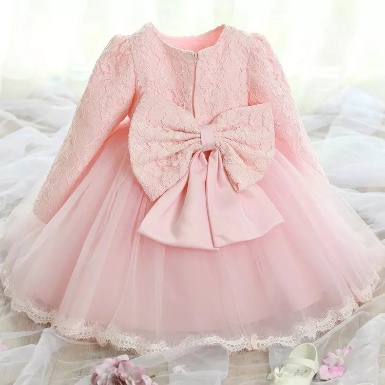 Rosy Bow Pink Baby Dress