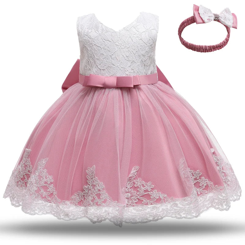 Rosy Bow Pink Baby Dress