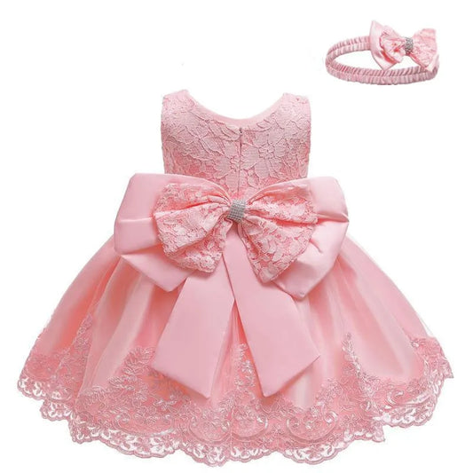 Rosy Bow Pink Baby Dress