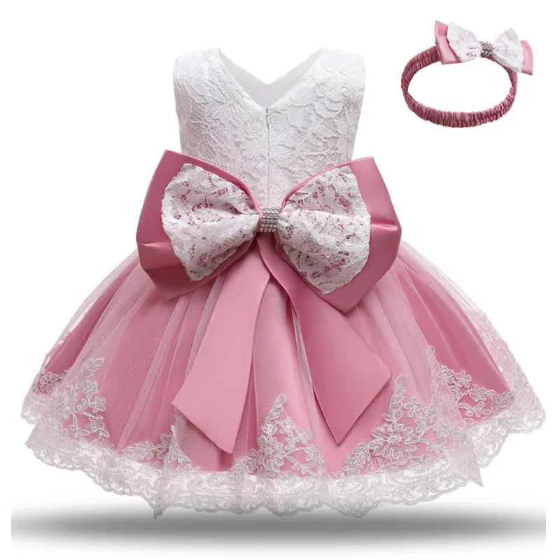 Rosy Bow Pink Baby Dress